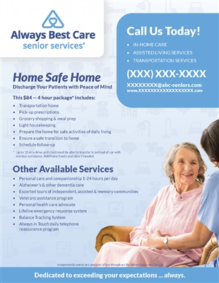 Home Safe Home (Non-Medical In-Home Care) Flyer