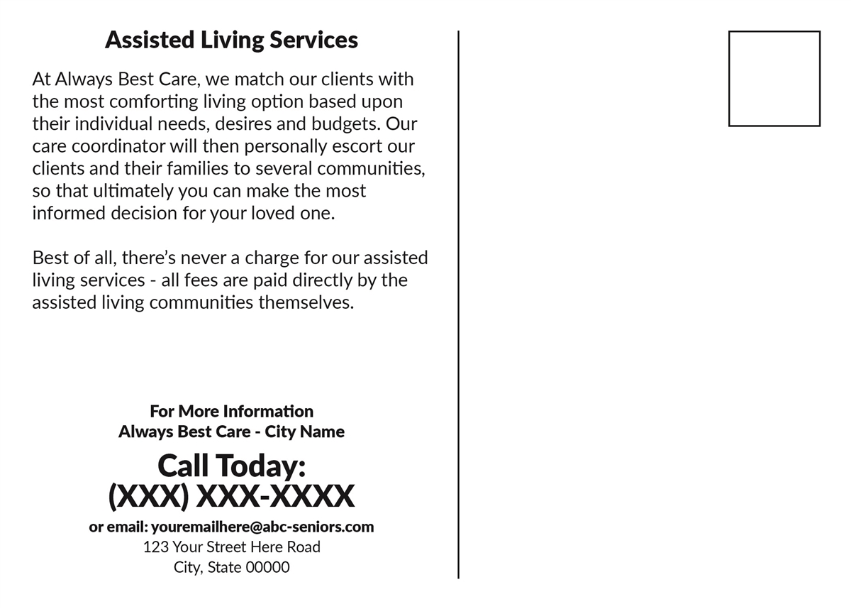 Senior Living Referral Services Postcard